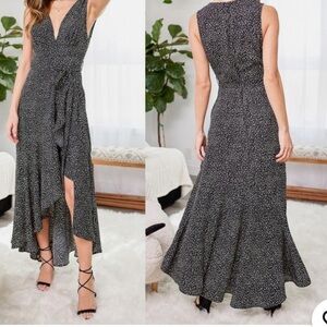 Lulus Faux Floral Ruffle Wrap Maxi Dress M